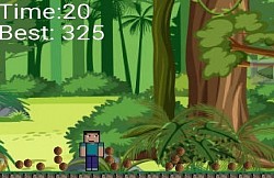 Surviving in a Rain Forest Jungle from A Onslaught of Falling Coconuts